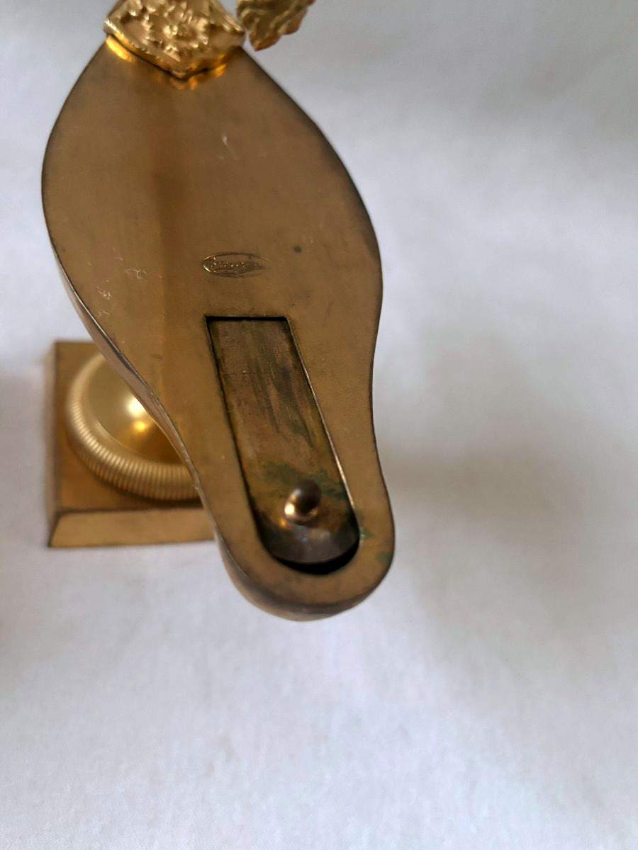 Lampe à huile Empire en bronze doré -photo-5