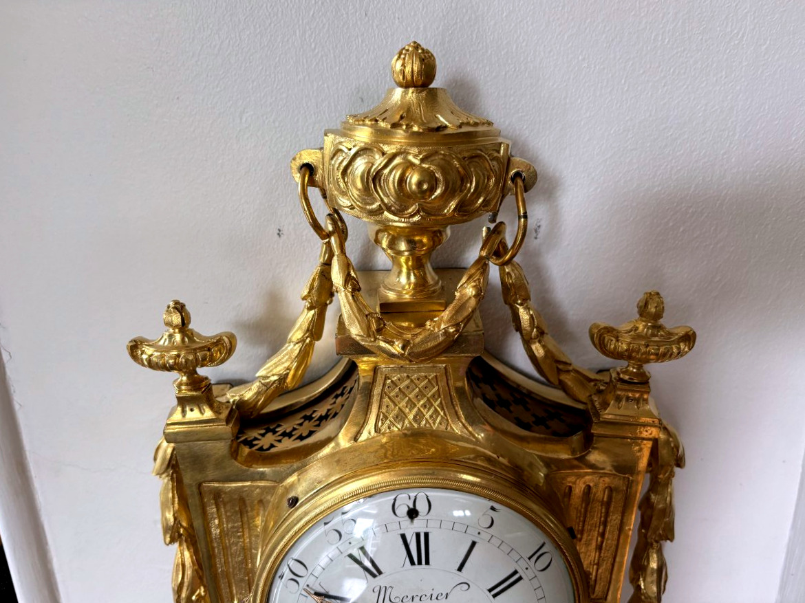 Cartel d'époque Louis XVI en Bronze Doré-photo-3