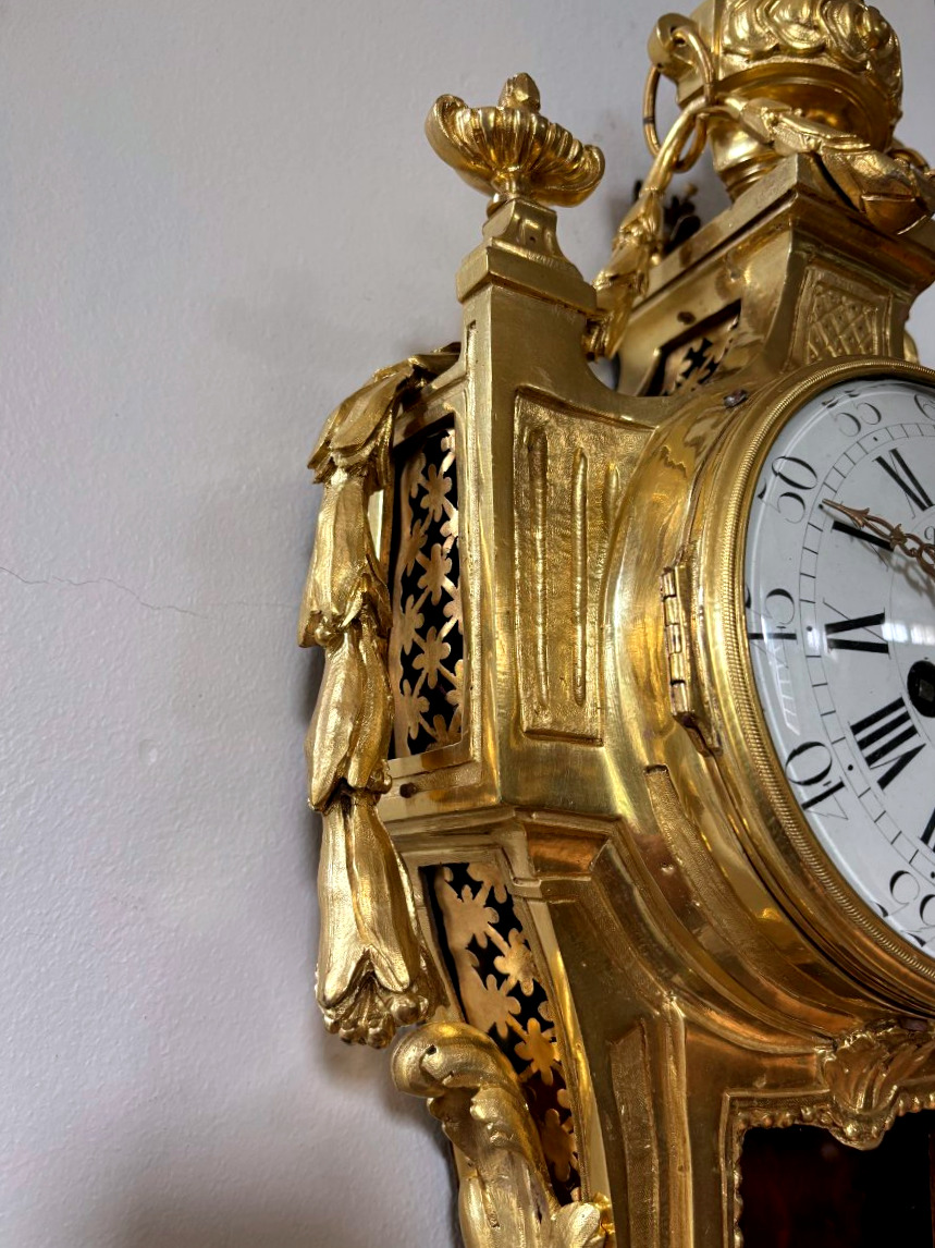 Cartel d'époque Louis XVI en Bronze Doré-photo-4