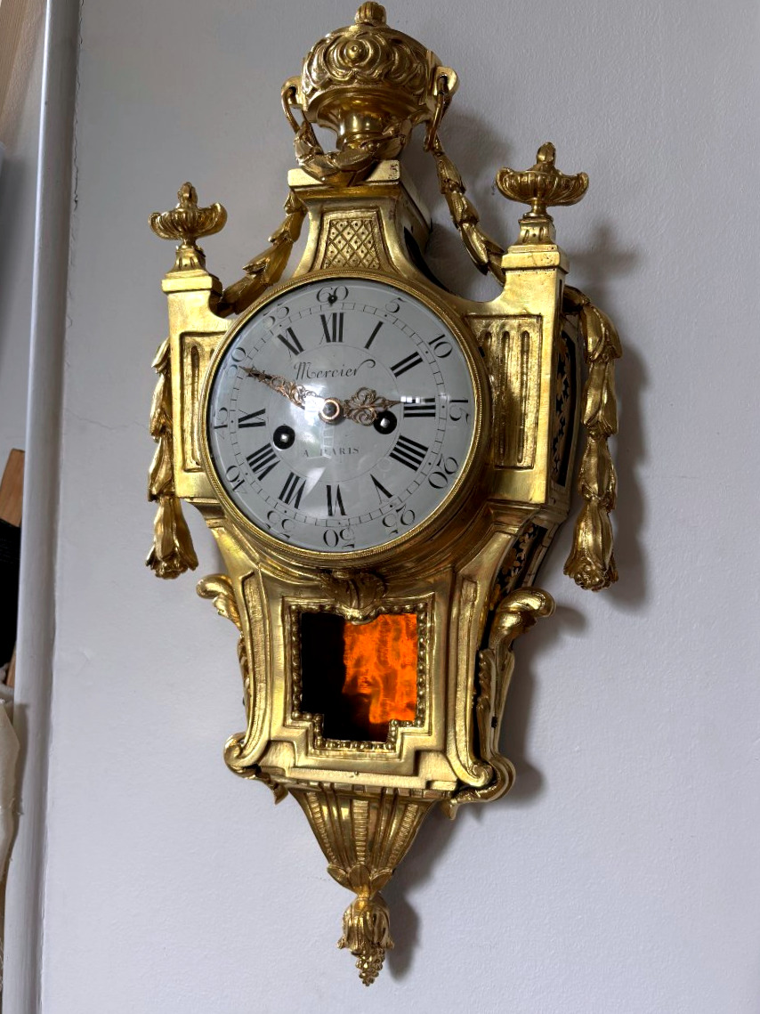 Cartel d'époque Louis XVI en Bronze Doré-photo-2
