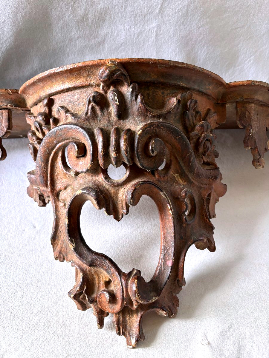 Console d'applique en bois doré-photo-2