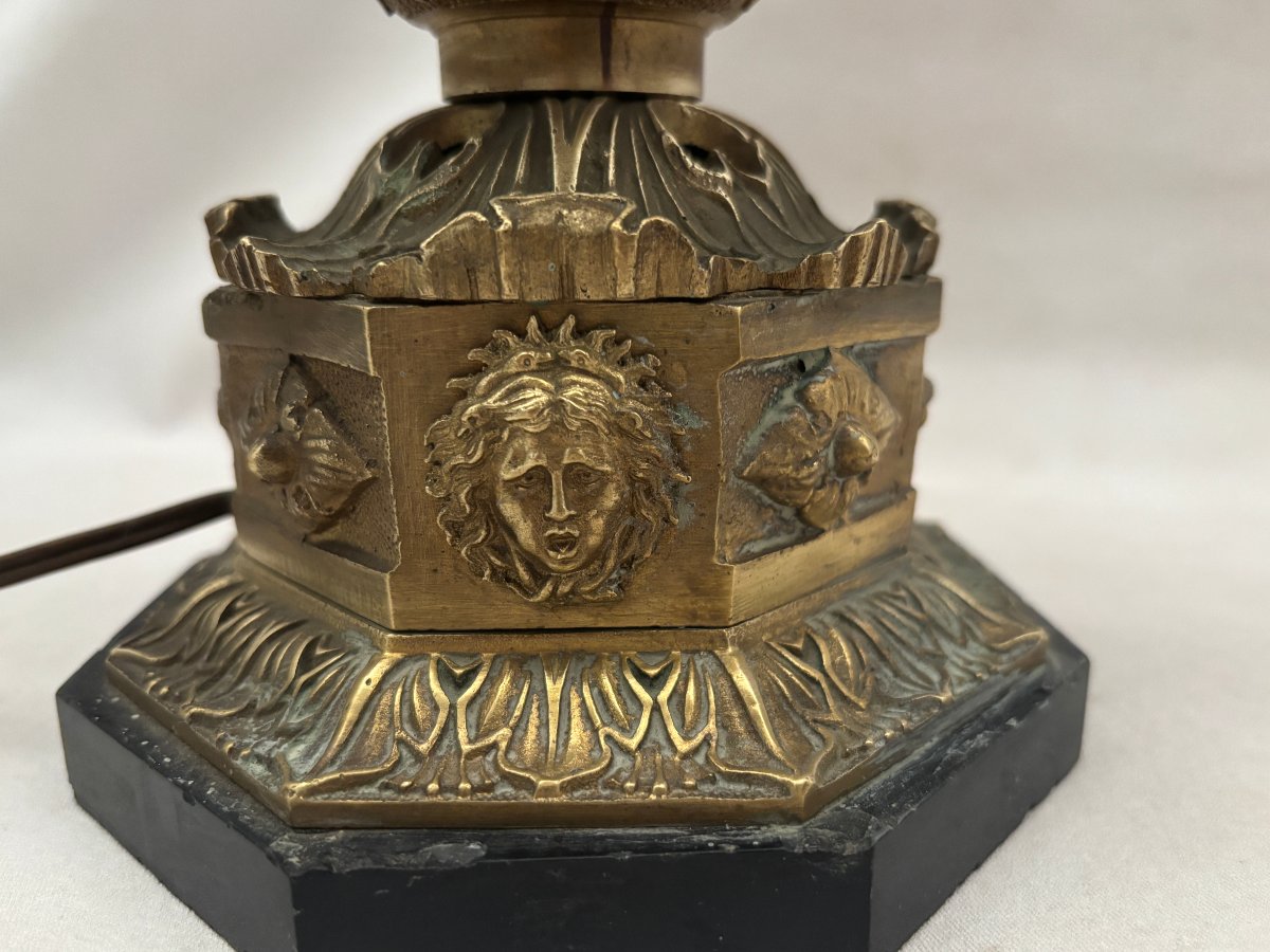 pied de Lampe en bronze et marbre-photo-3