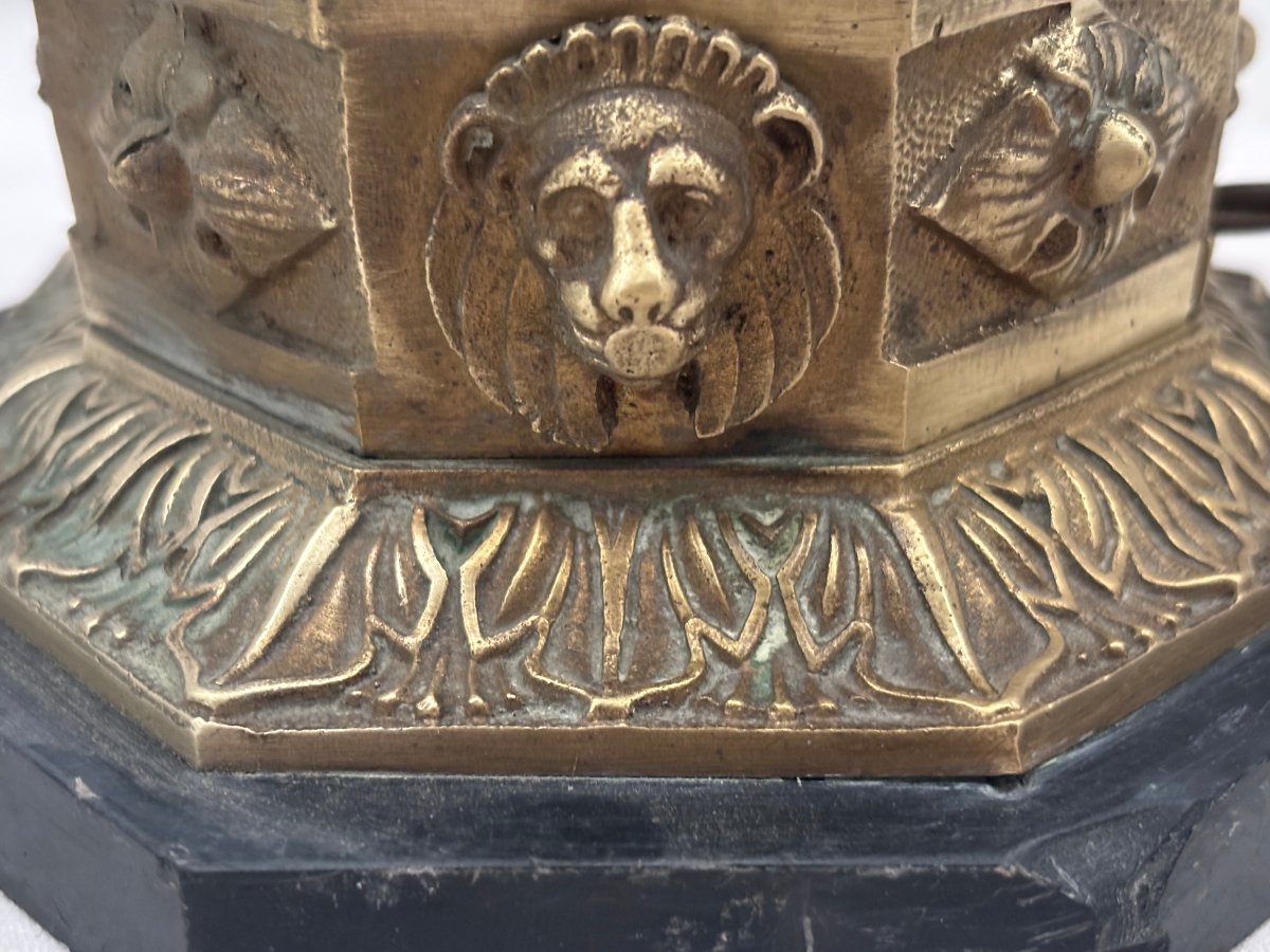 pied de Lampe en bronze et marbre-photo-4