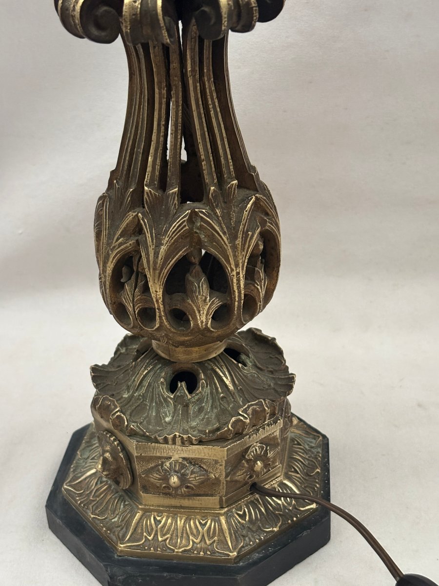 pied de Lampe en bronze et marbre-photo-1
