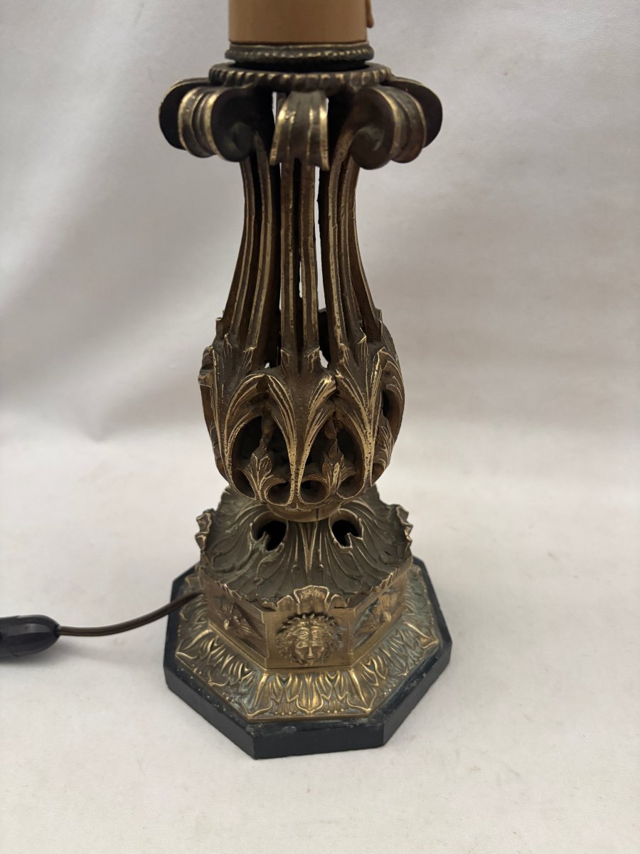 pied de Lampe en bronze et marbre-photo-2