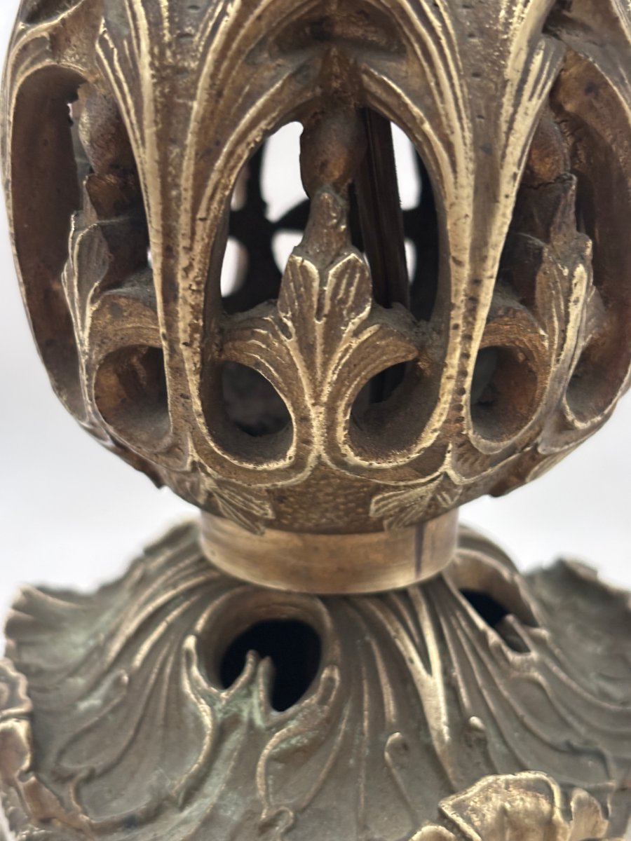 pied de Lampe en bronze et marbre-photo-3