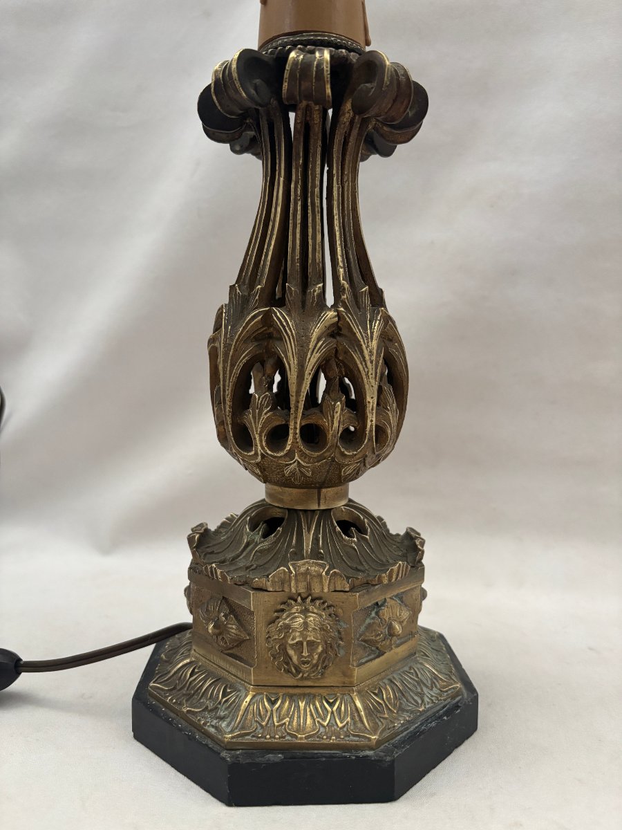 pied de Lampe en bronze et marbre
