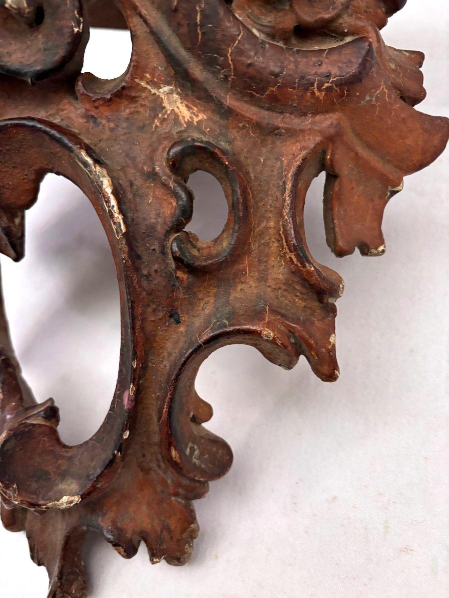 Italian-made Gilded Wooden Corner Console Table-photo-3