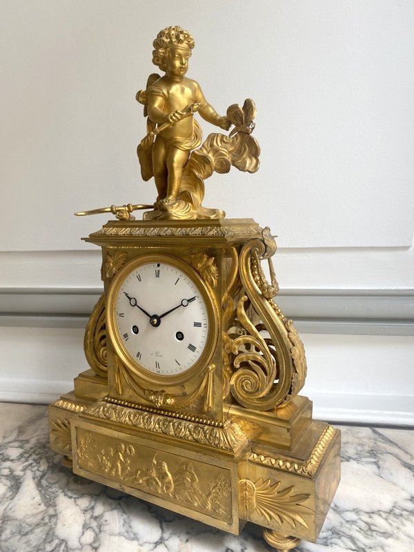 Directory Pendulum In Gilt Bronze-photo-2