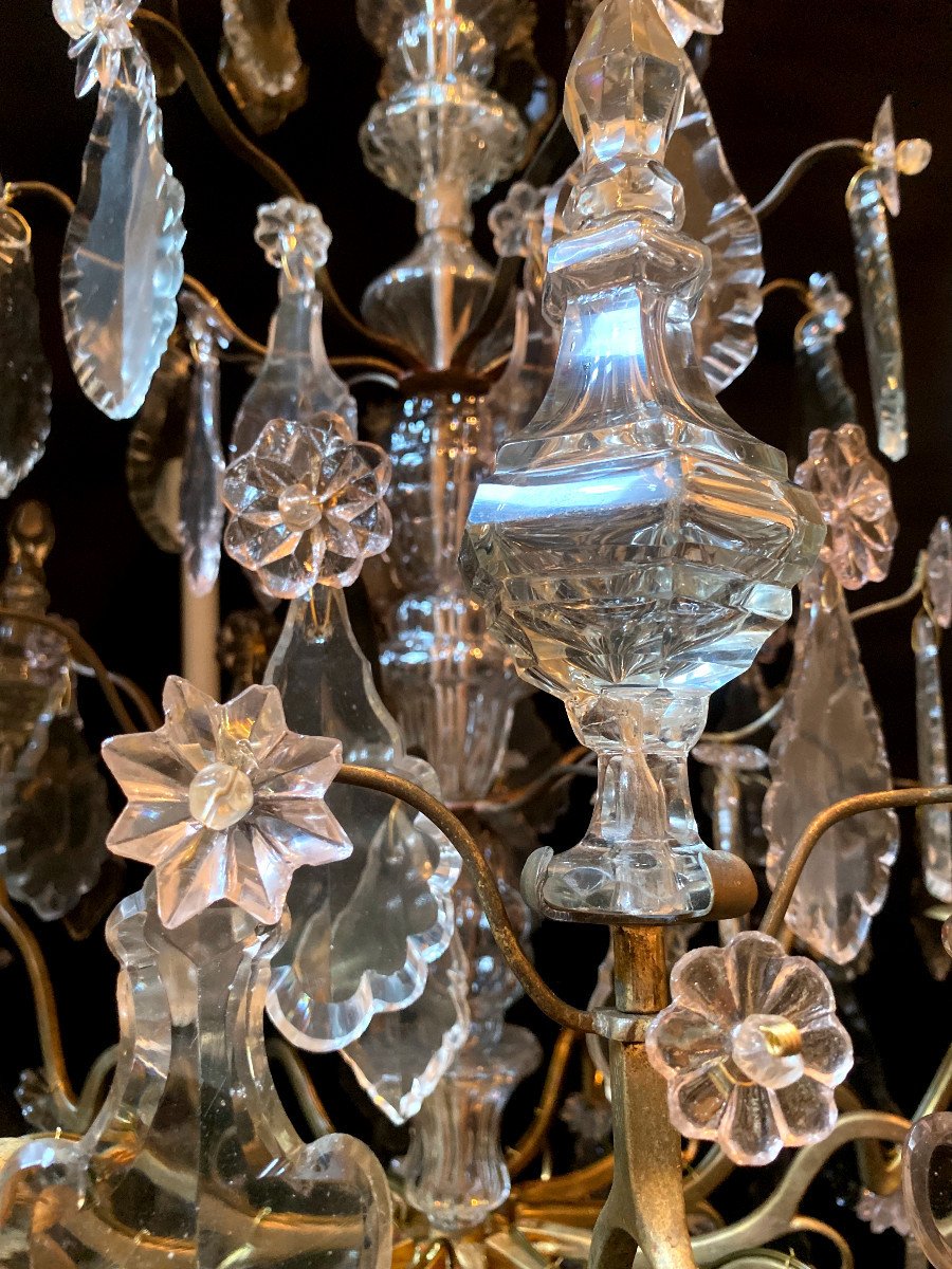 Louis XV Period Chandelier With Crowned In Bronze And Crystal-photo-5