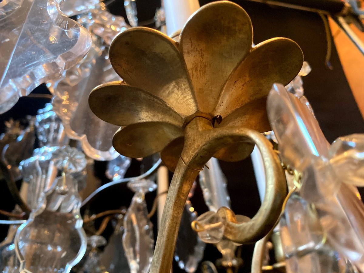 Louis XV Period Chandelier With Crowned In Bronze And Crystal-photo-6