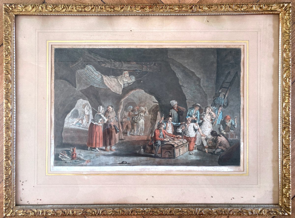 Gouache Engraving Signed Faroy And Dated 1786