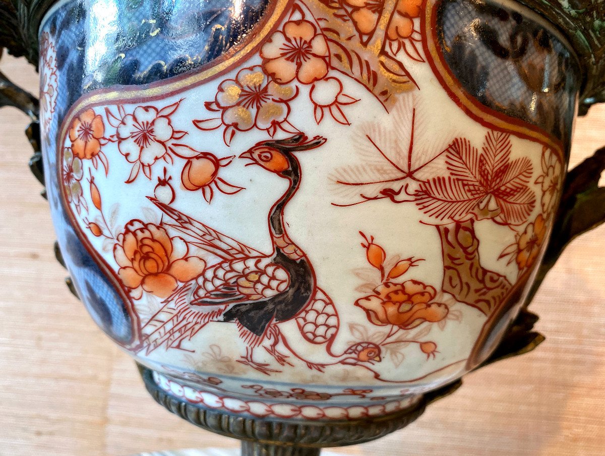 Coupe En Porcelaine Imari Montée Bronze-photo-4