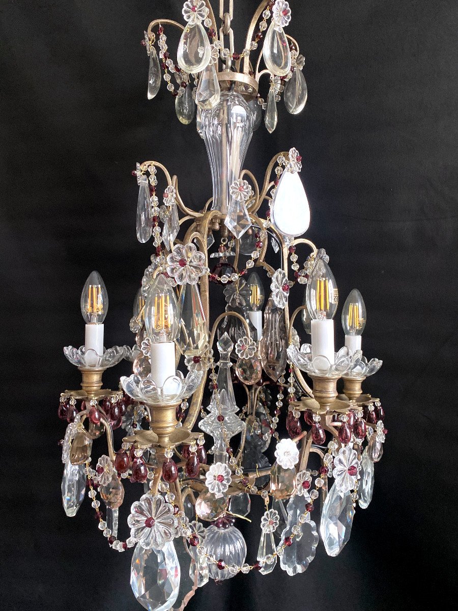 White Crystal And Amethyst Chandelier-photo-2