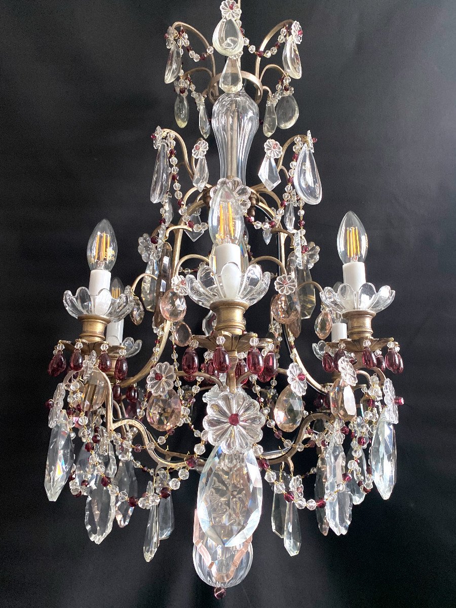 White Crystal And Amethyst Chandelier-photo-3