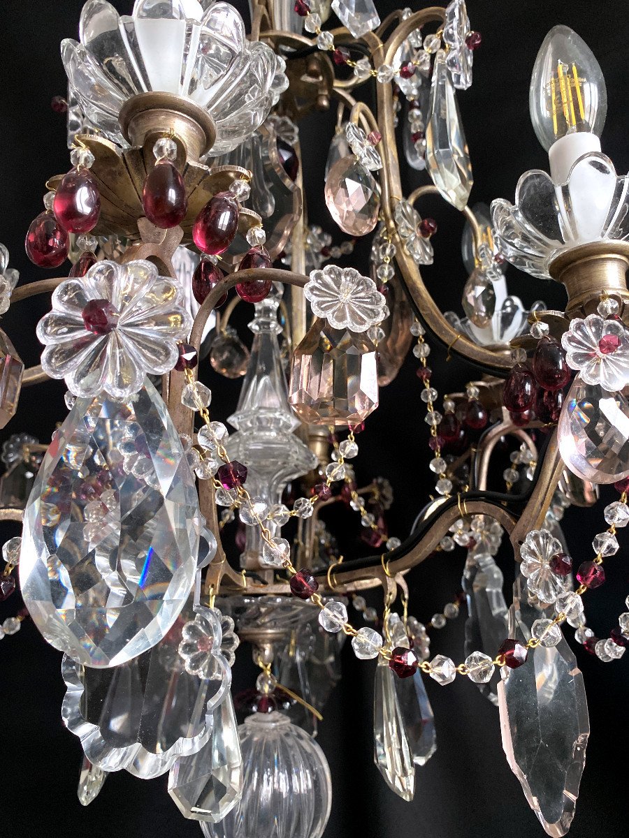 White Crystal And Amethyst Chandelier-photo-3