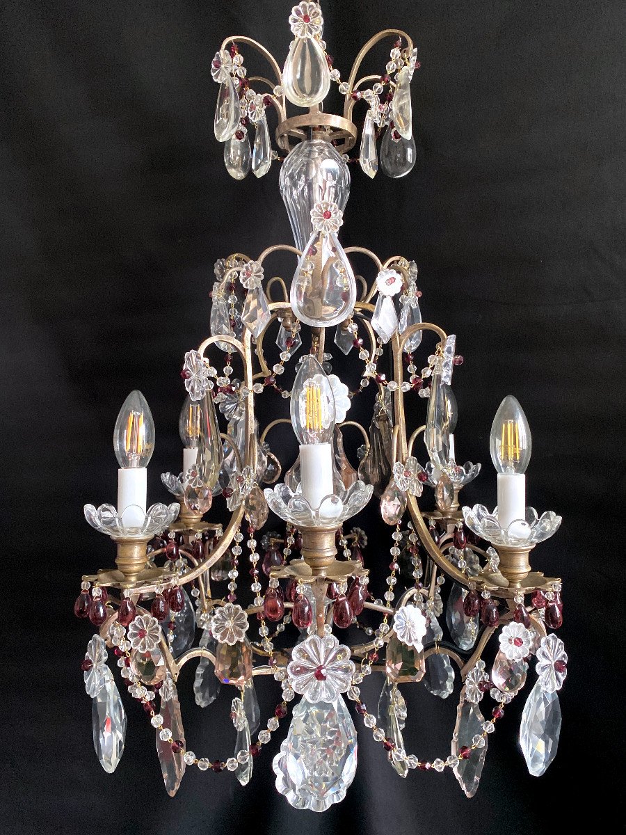White Crystal And Amethyst Chandelier