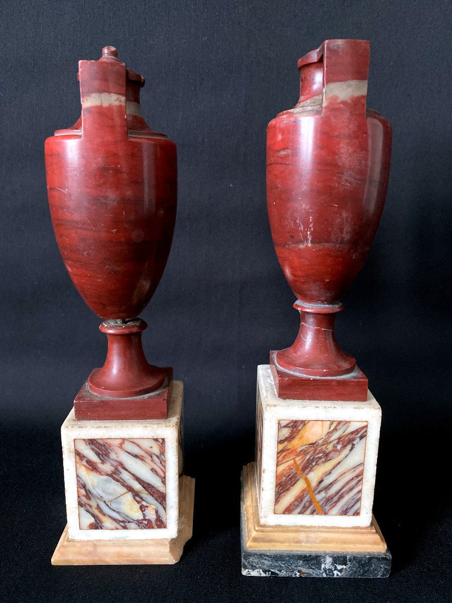 Guiseppe Valadier Paire De Précieux Vases En Marbre Néoclassique-photo-2