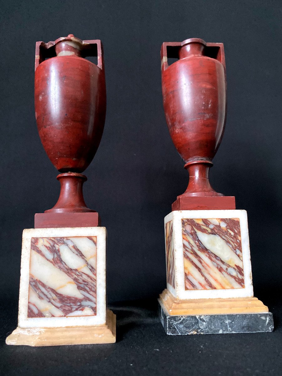 Guiseppe Valadier Paire De Précieux Vases En Marbre Néoclassique-photo-3