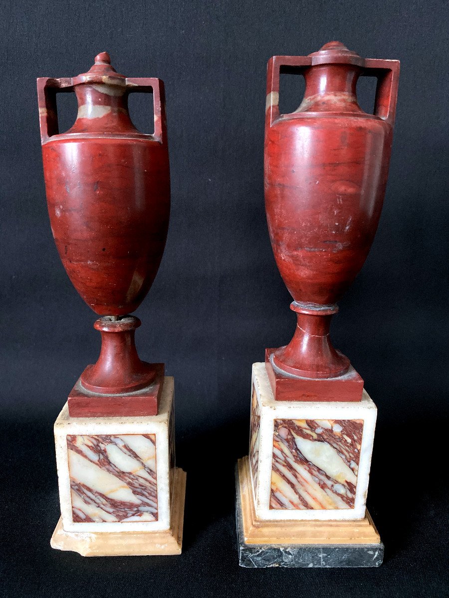 Guiseppe Valadier Paire De Précieux Vases En Marbre Néoclassique-photo-4