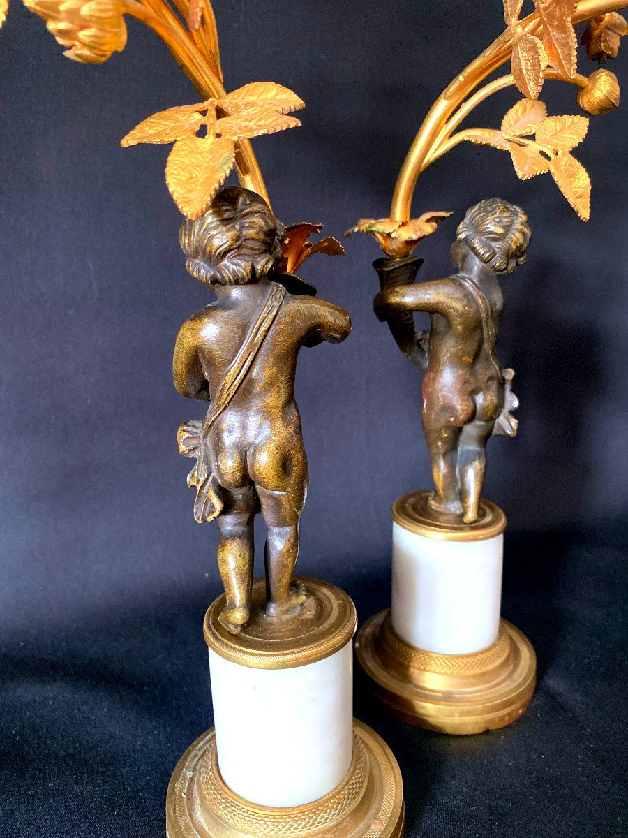 Pair Of Gilt And Patinated Bronze Candlesticks-photo-5