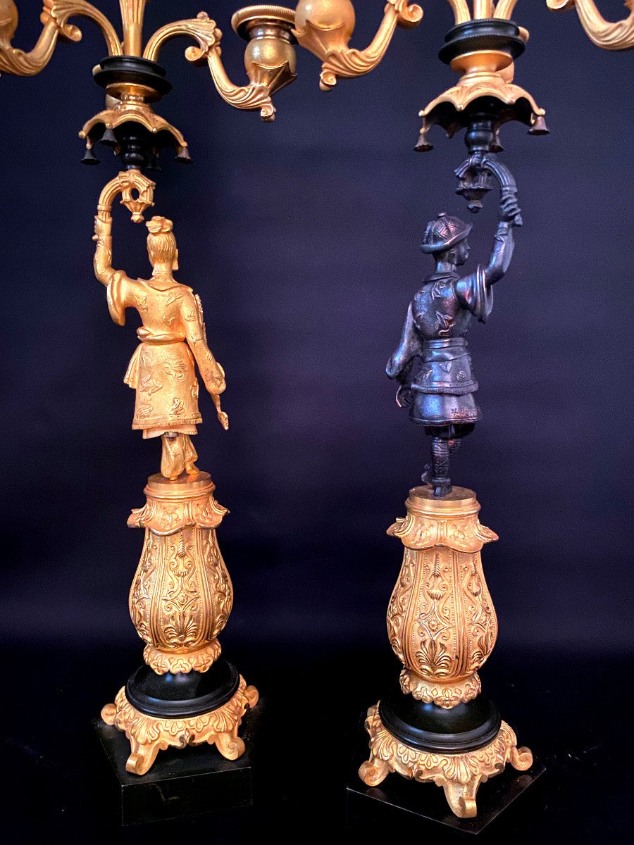 Candélabres Aux Chinois En Bronze Doré-photo-5