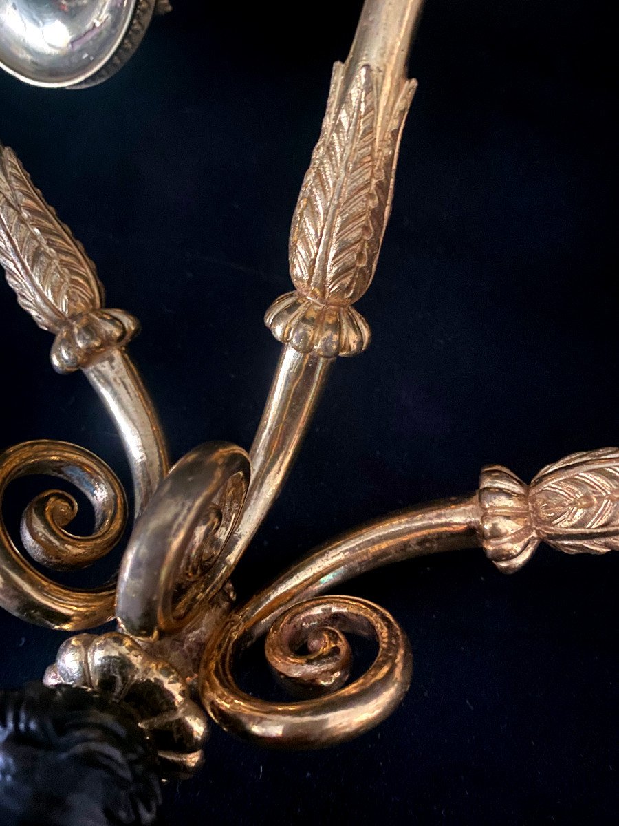 Paire d'Appliques De Trumeau En Bronze Doré Fin Du XVIII ème Siècle-photo-1