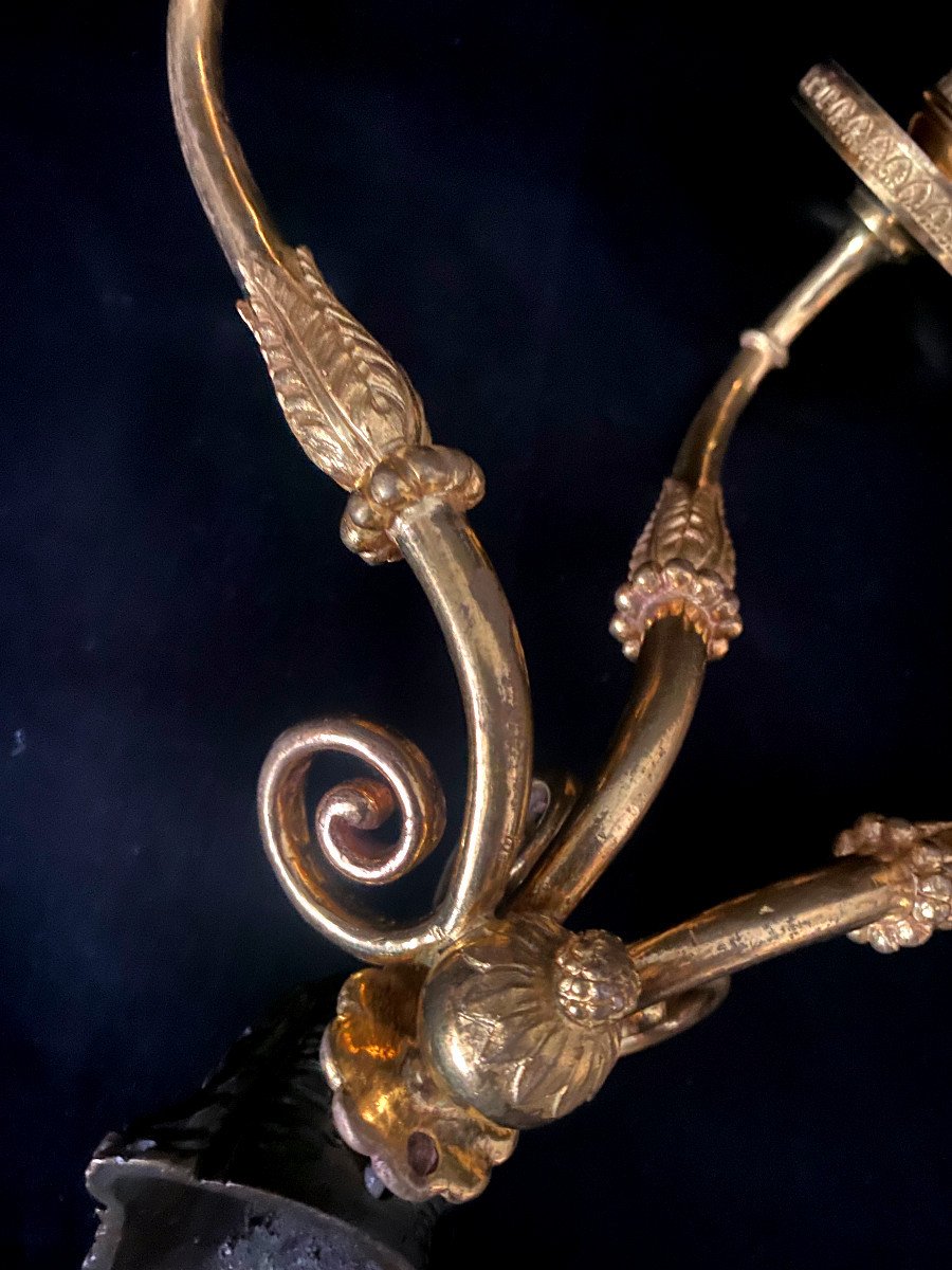 Paire d'Appliques De Trumeau En Bronze Doré Fin Du XVIII ème Siècle-photo-5