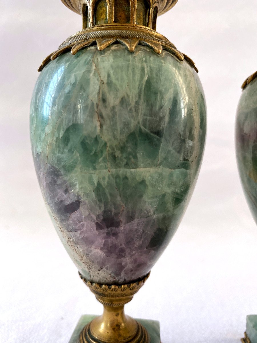 Bougeoirs Vases En Spathfluor Signé Guiseppé Valadier-photo-1