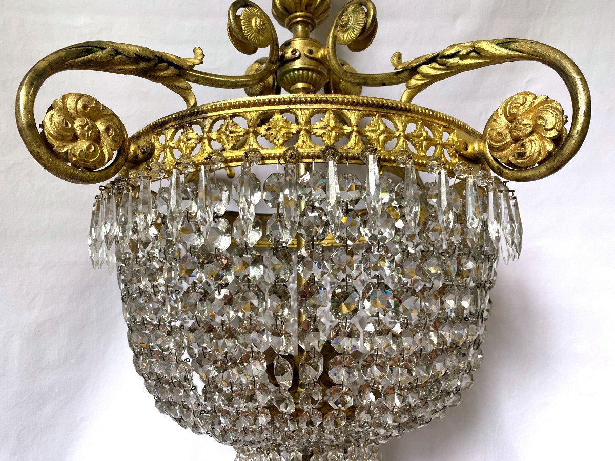 Napoleon III Chandelier In Gilt Bronze And Pendants-photo-2