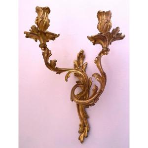 Pair Of Louis XV Period Sconces In Gilt Bronze