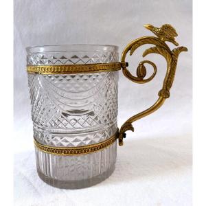 Large Empire Cup In Cut Crystal And Gilt Bronze