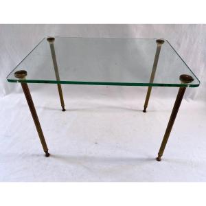 Vintage Sofa End Table In Bronze And Glass