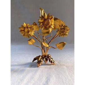 Bouquet De Fleurs En Bronze Doré Pour Pendule Lyre