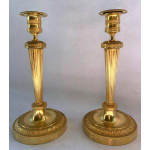 Directory Candlesticks In Gilt Bronze