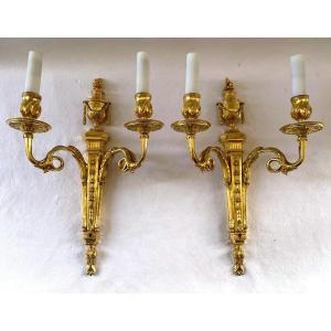 Directoire Period Wall Lights In Gilt Bronze