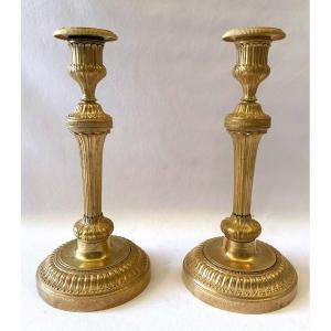 Pair Of Louis XVI Style Candlesticks In Bronze