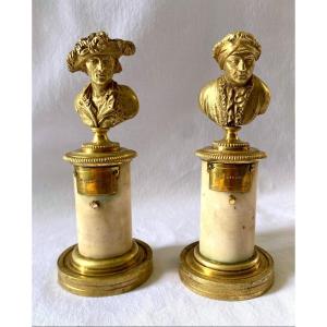 Pair Of Franklin And Washington Busts In Bronze