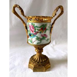 Chinese Porcelain Cup Mounted Gilt Bronze