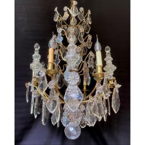 Louis XV Period Chandelier In Gilded Bronze And Crystal Pendants