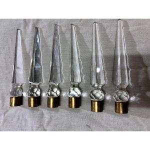 6 pointes en cristal de Baccarat pour girandole ou lustre