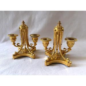 Chandeliers en bronze doré signé Victor Paillard