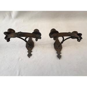 Paire d'applique époque Empire en bronze patiné