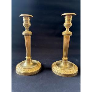 Gilt Bronze Candlesticks From The Directoire Period