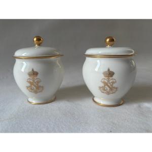 Pair Of Sèvres Porcelain Cream Jars