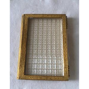 Carnet de bal en bronze doré et cristal taillé