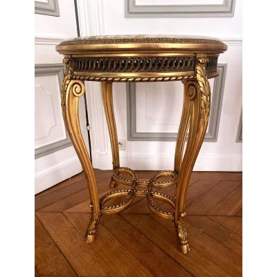 Guéridon De Style Louis XVI En Bois Doré