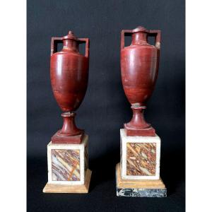 Guiseppe Valadier Pair Of Precious Neoclassical Marble Vases