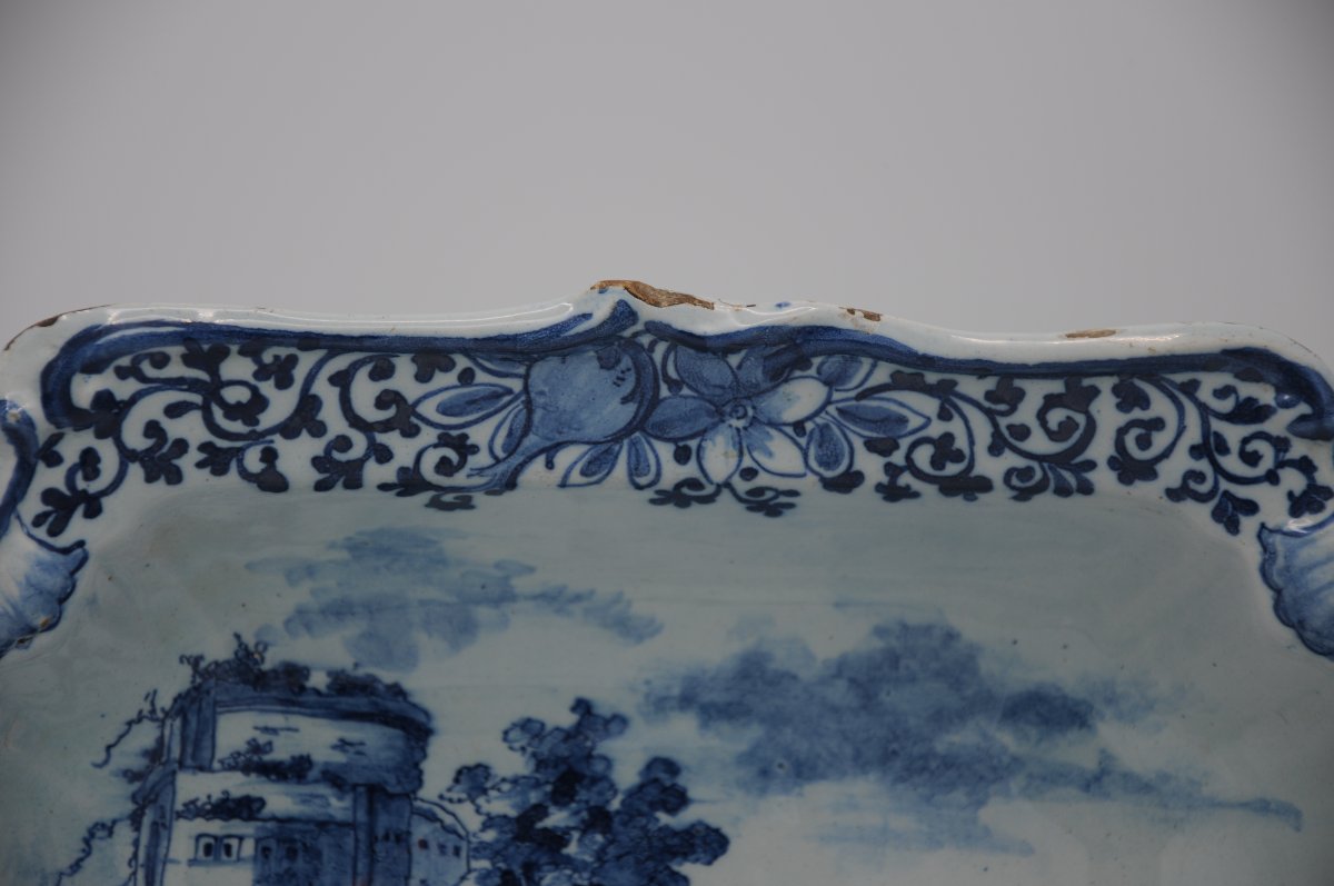 Paire de saladiers rococo en faïence de Delft à décor de paysage italien, milieu du XVIII-photo-4