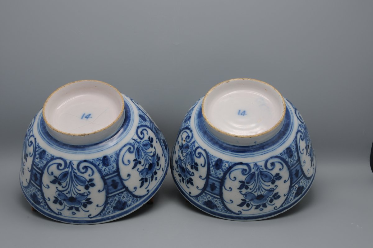 Paire de bols en faïence de Delft en camaieu blue, XVIIIe siècle-photo-3